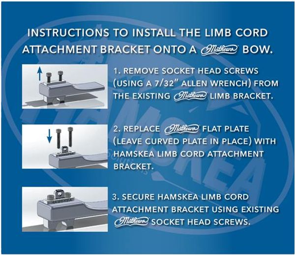 Hamskea Limb Cord Attachment Bracket (Mathews only) - Mounting Instructions